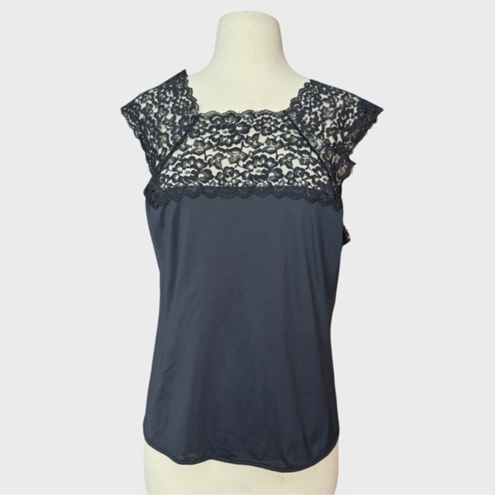 Vintage Women's Large Black‎ Lace Cami Goth Gothic Corporate Goth Witchy
